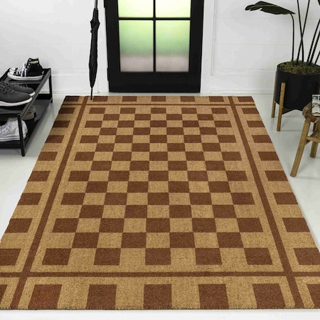 Jonathan Y Peater Classic Casual Commercial Natural Coir Natural/Red 4 ft. x 6 ft. Indoor/Outdoor Area Rug NRF109A-4