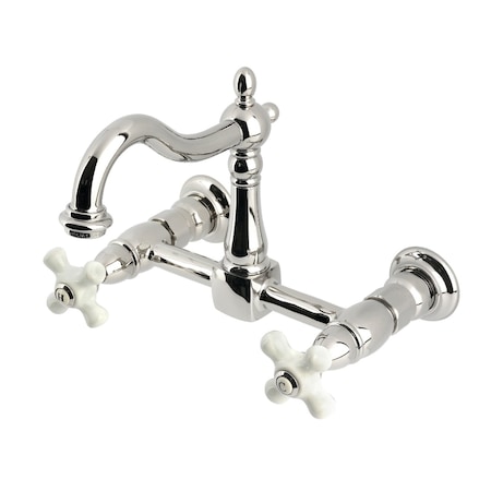 Kingston Brass Two-Handle Wall Mount Bridge Kitchen Faucet, Polished Nickel KS1266PX