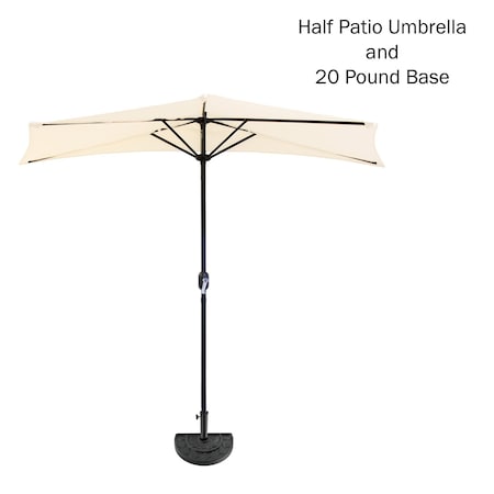 Pure Garden 9 Ft Semicircle Patio Umbrella with Base, Tan 50-145-TB