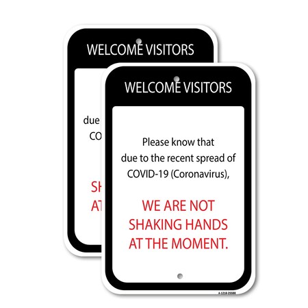 Signmission Welcome Visitors, 12'' X 18'' 2 Signs, Heavy Gauge Aluminum, 2PK A-1218-2PACK-25588