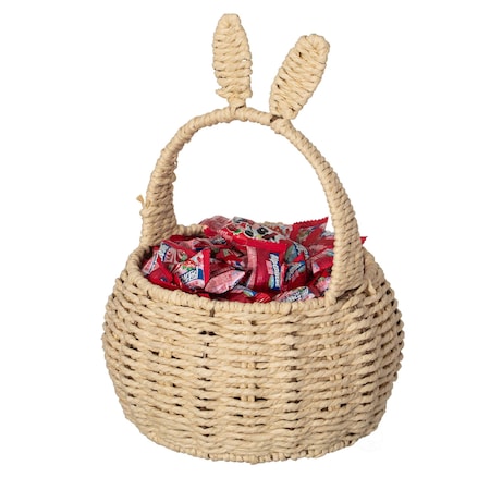 Wickerwise Hand-Woven Easter Bunny Ear Basket with Handle - Multi-Purpose Paper Rope Wicker Basket for QI004723.N