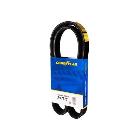 Goodyear Cogged V-Belt, Goodyear 17 Banded, 2/17570, 13A, EPDM, 57 in, 17/32 in Top Width 2/17570