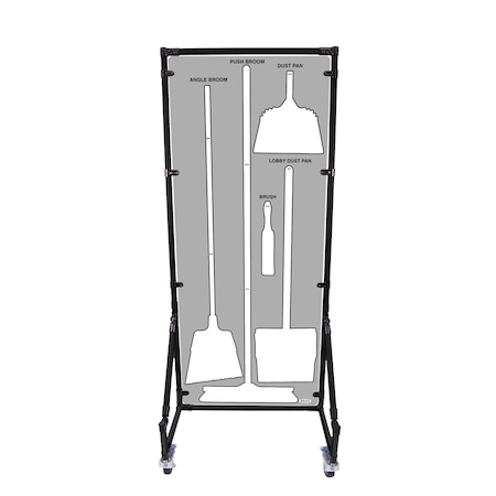 5S Supplies Housekeeping Shadow Board Broom Station V1, Gray / White Shadows, No Broom, No Text HSB-V1-GRAY/WHITE-BO-NO TEXT