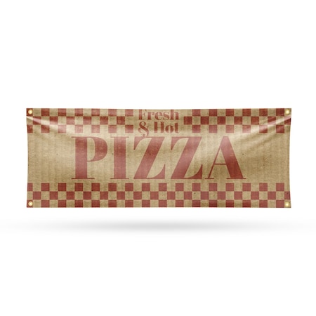 Signmission Fresh & Hot Pizza, 18 Inch x 48 Inch, Vinyl Banner B-30651