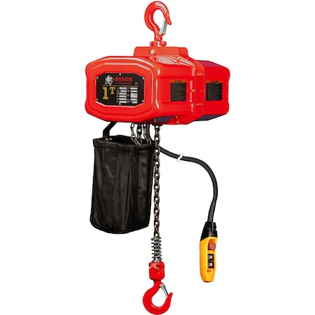 Bison Lifting Equipment 1 Ton Single Phase Electric Chain Hoist, 20 ft, 115/230v HH-B010