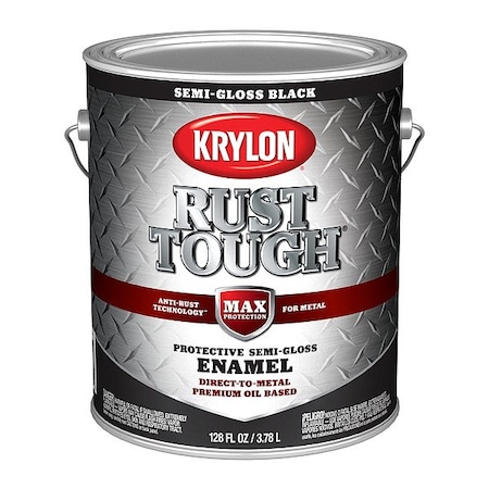 Krylon Rust Tough Enamel, Black, Semi-Gloss, 1G K09735008