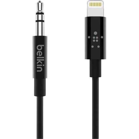 Belkin 3.5 MM AUDIO CABLE WITH LIGHTNING CONNECTOR 3 FEET BLACK AV10172BT03-BLK