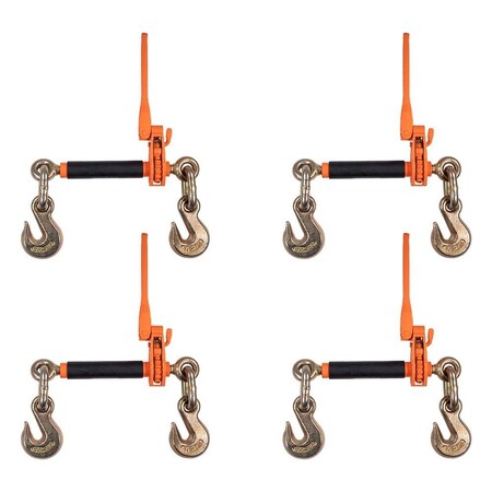 Mytee Products 4PK 1/2in- 5/8in Folding Handle Ratchet Load Binder with Grab Hook 18,100 lbs WLL, 4PK CBRS-FH12-SOx4