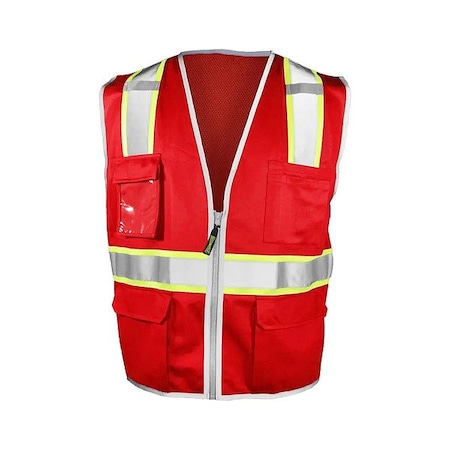 Occunomix Color Coded Vest 4X/5X U Back, , Zipper 7 Pockets LUX-XTOMSZ-RD4/5X