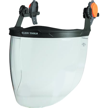 Klein Tools Face Shield, Clear Visor, Polycarbonate, Locking Mount Suspension 60472