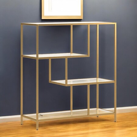 Homeroots 40" Gold Metal And Glass Four Tier Etagere Bookcase 527565