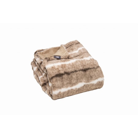 Homeroots Beige Faux Fur Ombre Plush Throw 386751