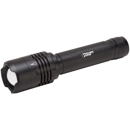 Powerzone Tactical Flashlight, AA Battery, LED Lamp, 2000 Lumens, 180 m Beam Distance, 8 hrs Run Time, Black 12139