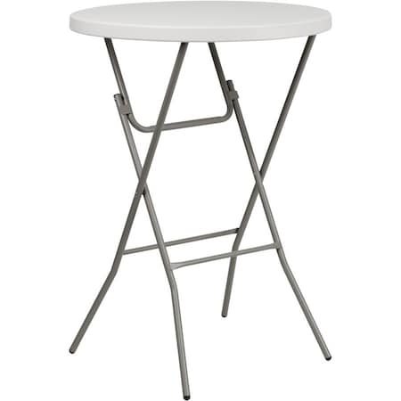 Flash Furniture Round Fold Bar Table, Plastic, Rnd, White, 32", Plastic Top, White RB-32RB-BAR-GW-GG