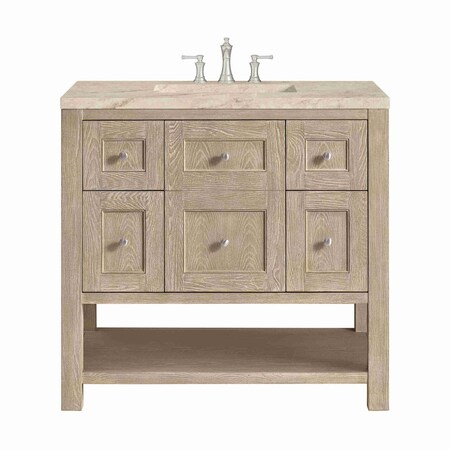 James Martin Vanities Breckenridge 36" Single Vanity, Whitewashed Oak, w/ 3 CM Tajnar Eclos Top 330-V36-WWO-3TJR