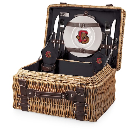 Picnic Time Family Of Brands NCAA Cornell Big Red Champion Picnic Basket for 2, Large Wicker Picnic Set 208-40-179-684-0