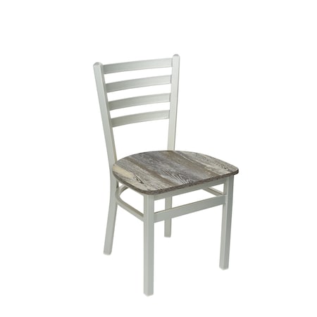Bfm Seating Lima Ladder Back Chair - Farm House Relic Seat - Steel Frame - Silver Mist Finish 2160CFHR-SM