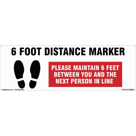 Signmission 6 Foot Distance Marker Non-Slip Floor Graphic, 3PK, 16 in L, 16 in H, FD-2-R-16-3PK-99984 FD-2-R-16-3PK-99984