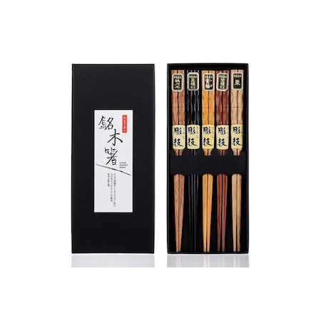 Carne Organic Classic Hardwood Japanese Reusable Wood Chopsticks - Pair of 5 CA4245758