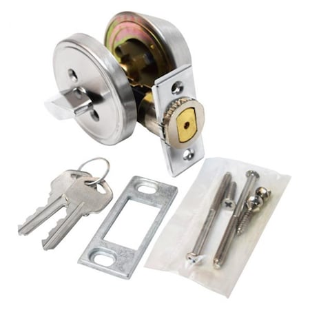 Backseat Standard Key Single Cylinder Door Lock with Deadbolt Stainless Steel Silver - Clam Shell BA1863555