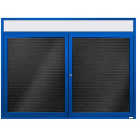 Aarco Enclosed Letter Board Directory w/ Powder Coated Blue Aluminum Frame and Header, 36''Hx48''W, 2 Doors ADC3648HB
