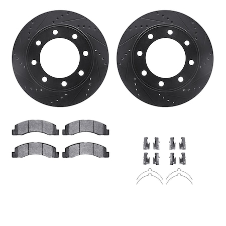 Dynamic Friction Co DFC Brake Rotor Drilled & Slotted - Black- w/Ultimate Duty Brake Pad & HW Kit 8412-54062