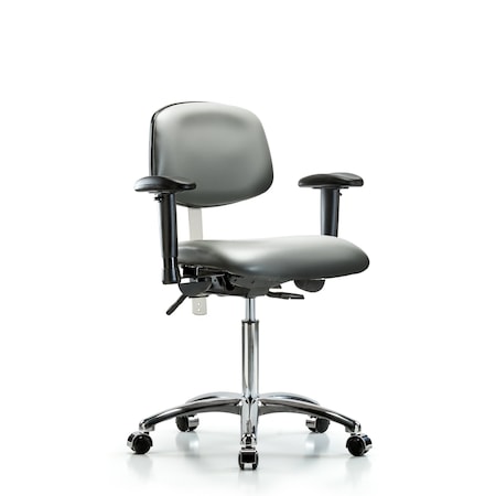 Blue Ridge Ergonomics Vinyl Clean Room Chair, Adjustable Arms BR-NCR-VMBCH-CR-T1-A1-NF-CC-8840