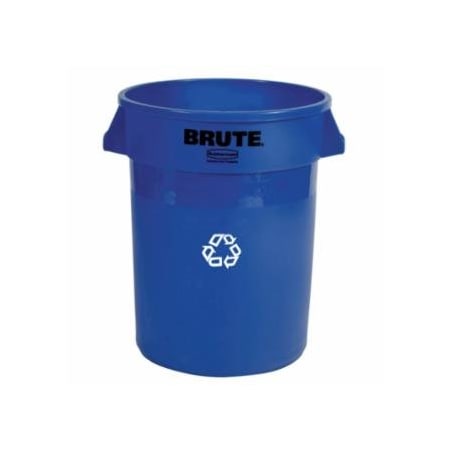 Rubbermaid Commercial BRUTE Round Recycling Container without Lid, 20 gal, Polyethylene, Blue, Recycle Symbol, 6PK 640-FG262073BLUE