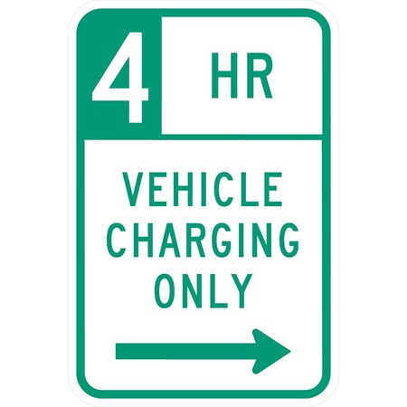 Lyle 4 HR Vehicle Charging Only w/right arrow, 12x18, High Intensity Prismatic, White G-4284-HI_12x18