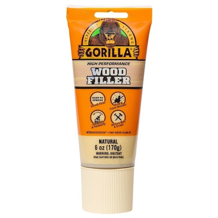 Gorilla Glue Wood Filler, Liquid Paste, Odorless to Mild, Tan, 6 oz Tube 107072