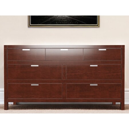 Homeroots 63" Brown Solid Wood Seven Drawer Double Dresser 524154