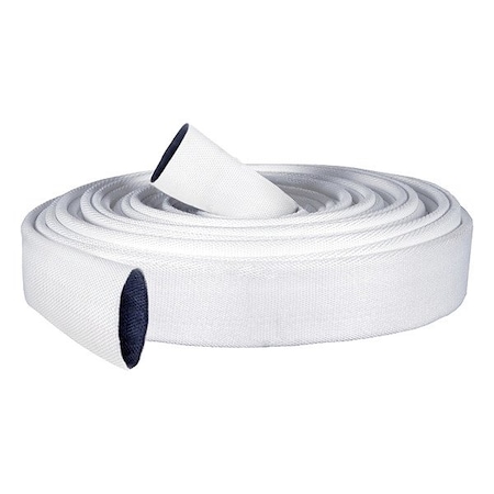 Ks6 Fire Hose, 4-Layer, 2 1/2 in Hose Inside Dia., Polyester Hose Tube, Not Applicable Fitting A, White 60H25SJW-50