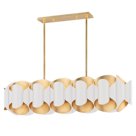 Hudson Valley Lighting Banks 12 Light Linear 12.9375 In. Gold Leaf/White 8546-GL/WH