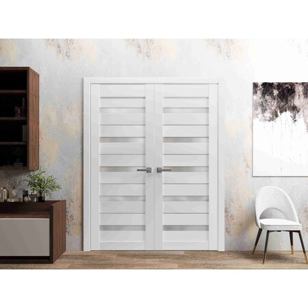 Sartodoors Solid French Double Doors White Solid Core Modern Interior QUADRO4445DD-WS-36