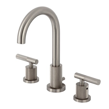 Kingston Brass Widespread Bathroom Faucet with Knurled Handle and Brass Pop-Up, Brushed Nickel FSC8928KNL
