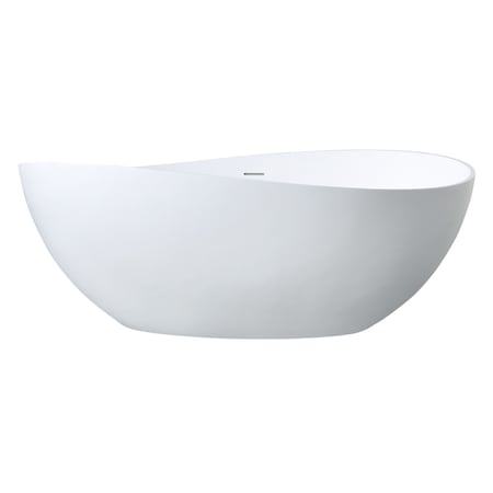 Kingston Brass 63" Solid Surface Oval Double Slipper Freestanding Tub with Drain, Matte White VRTOV633724