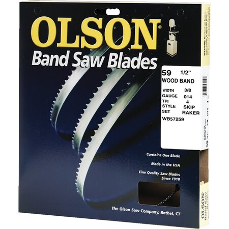Olson 59-1/2'' x 3/8'' 4 TPI Skip Wood Cutting Band Saw Blade WB57259DB