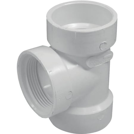 Genova CANPLAS Test Tee, 2 in, Hub x FNPT, PVC, White 192115S