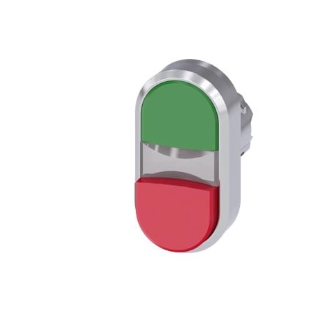 Siemens Twin pushbutton, 22 mm, round, metal, shiny, green, red 3SU1050-3BB42-0AA0-ZY12