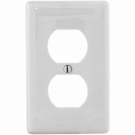 Hubbell Wiring Device-Kellems Wall Plate, Duplex Outlet, White, Nylon NPJJ8W