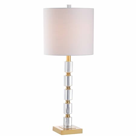 Jonathan Y Claire 28.5" Crystal LED Table Lamp, Clear/Brass, 2PK JYL5001A-SET2