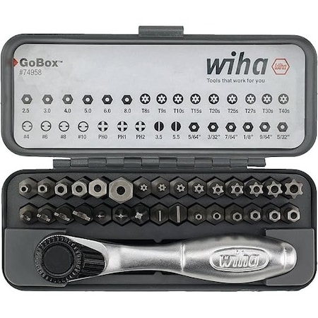 Wiha 32 Piece GoBox Security Bit Set with Mini Ratchet 74958
