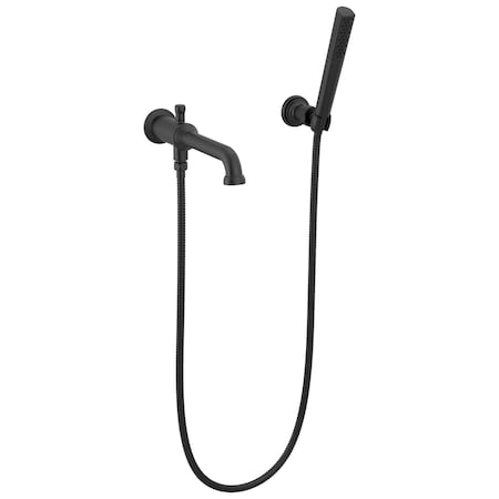 Delta Broderick Wall Mount Tub Filler Trim With Hand Shower - Less Handles In Matte Black T5784-BLLHP-WL