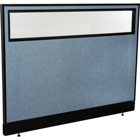 Global Industrial Interion Office Partition Panel with Partial Window and Raceway, 60-1/4"W x 46"H, Blue 694756WNBL