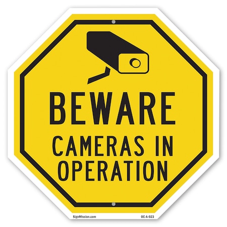 Signmission Beware Cameras in Operation, 10 Inch X 10 Inch, Plastic Sign OC-P-10-23