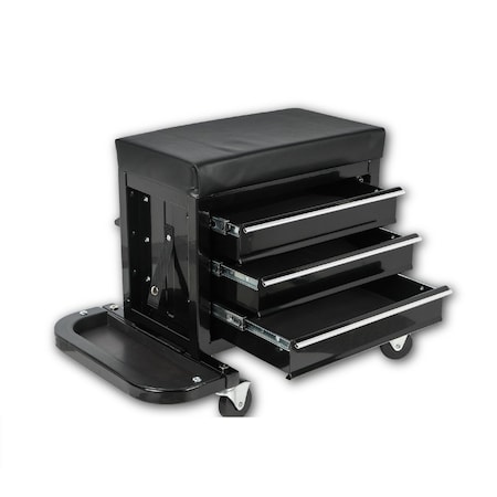 Wrightmaster 47.5in.*32.99in.*39.09in. Tool Chest with 3 Drawers, Cushioned Seat, Tool Tray&Heavy-Duty Casters ZoroP276699