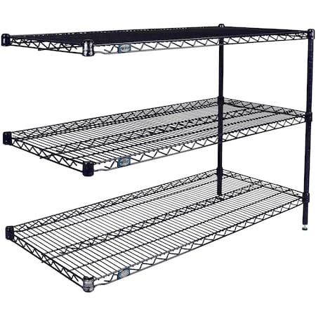 Global Industrial Nexel 3 Shelf, Nexelon Blue Wire Shelving Unit, Add On, 24"W x 18"D x 34"H B3151517
