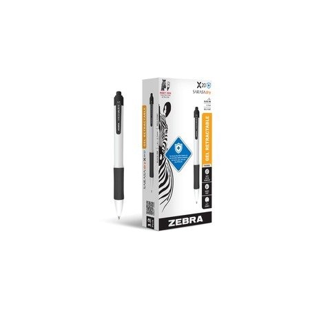 Zebra SARASA dry X20+ Gel Retractable RDI, 0.7 mm Medium Conical Pen Point, Retractable, Black Ink, 6PK 41610