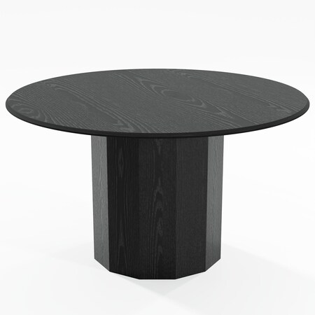 Homeroots 52" Black Solid Wood Pedestal Base Round Top Dining Table 721053