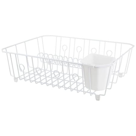Simple Spaces Dish Drainer with Cutlery Basket, 20 lb Capacity, 18 in L, 13-1/2 in W, 5-1/2 in H, Steel JI-25W-3L